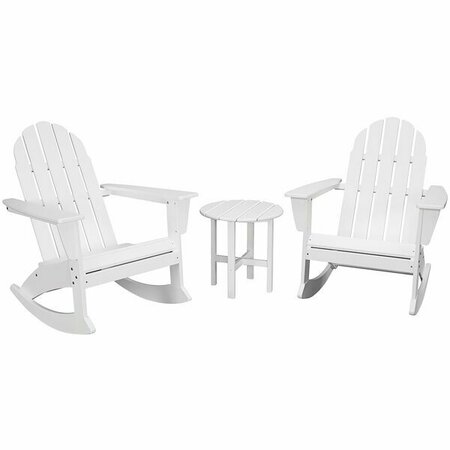 POLYWOOD Vineyard White Patio Set with Side Table and 2 Adirondack Rocking Chairs 633PWS4081WH